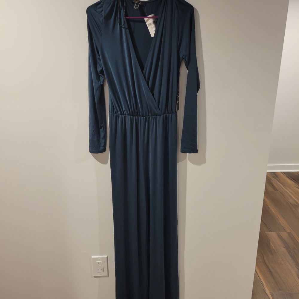 Forever 21 Teal Long Sleeve Jumpsuit